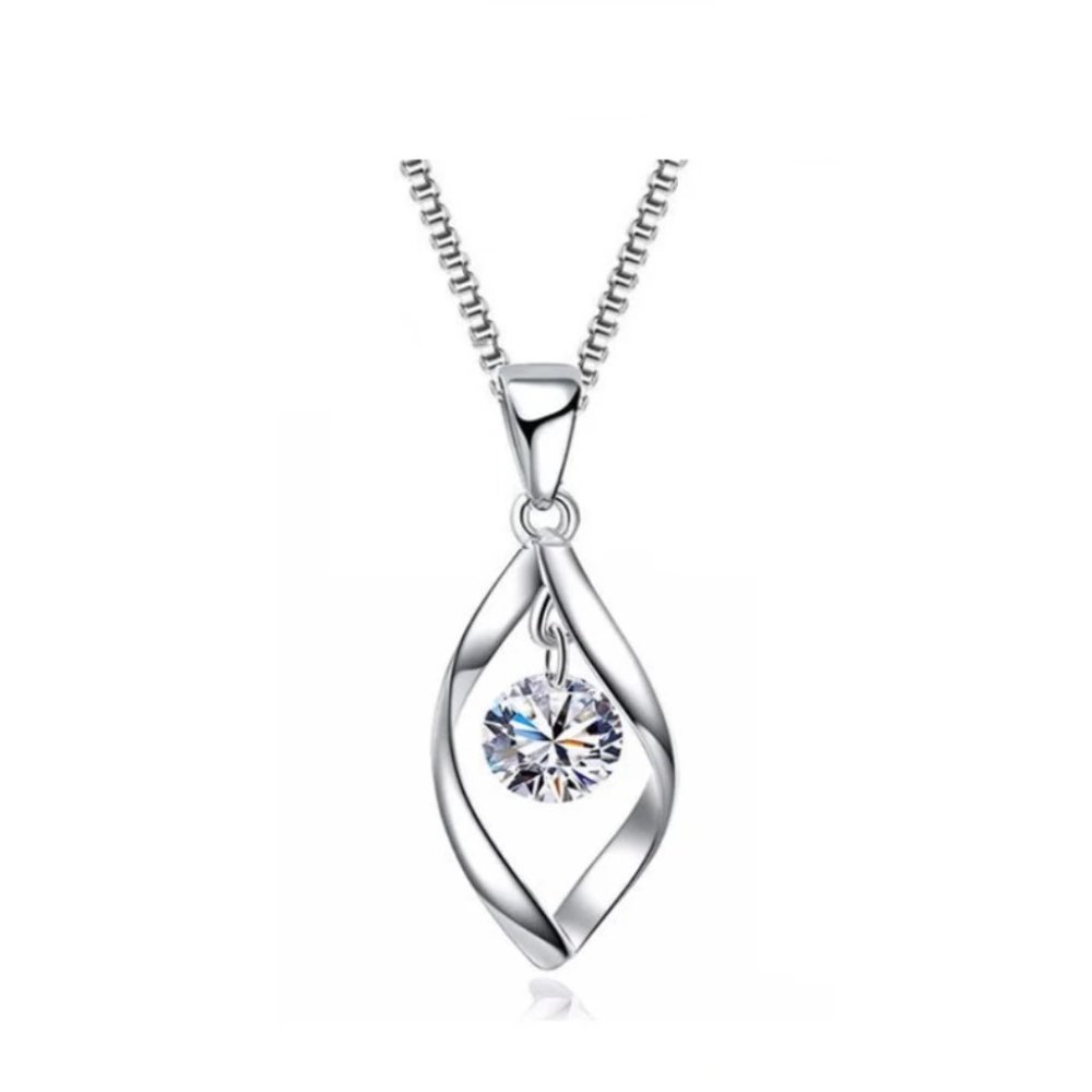 ❤️ Earrings And Necklace Tear Drop Woman 925 Sterling Silver Pendant Set Day - Picture 8 of 9